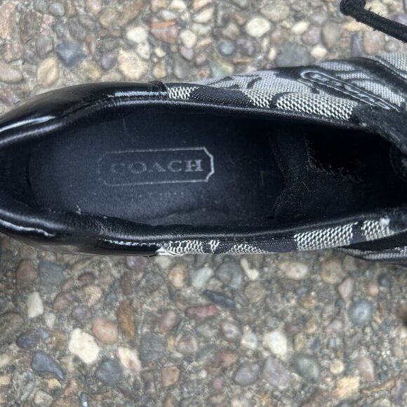 Coach Signature Katelyn Jacquard Logo Lace Up Black Sneakers Size 8 M - Picture 6 of 15